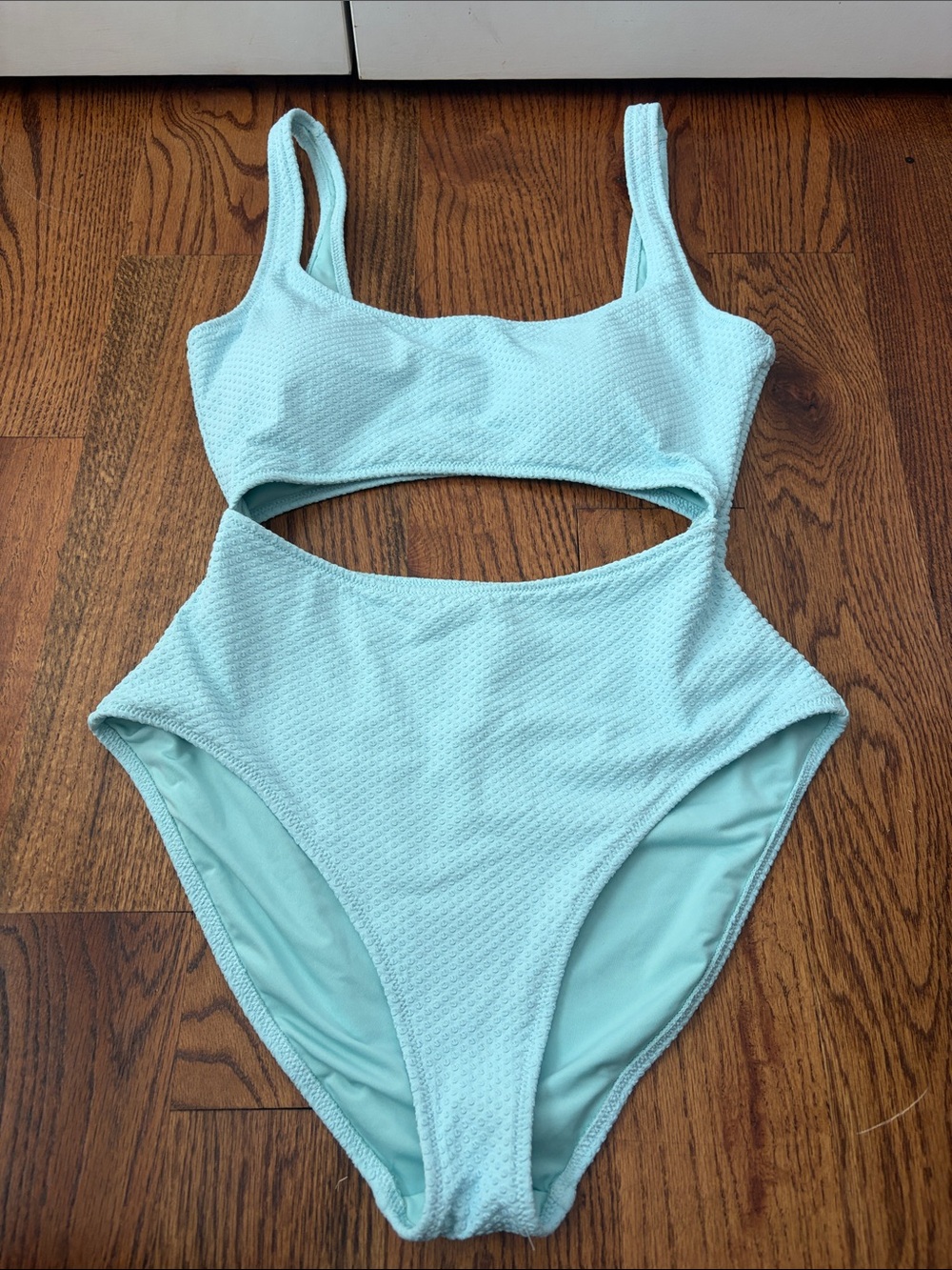 aerie Light Aqua Cutout One-Piece Swimsuit Size Large